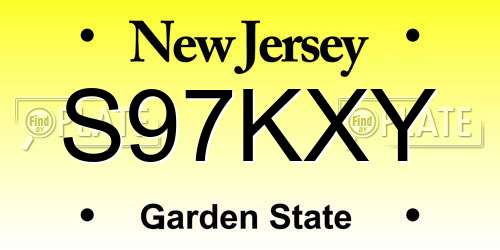 S97KXY New Jersey License Plate
