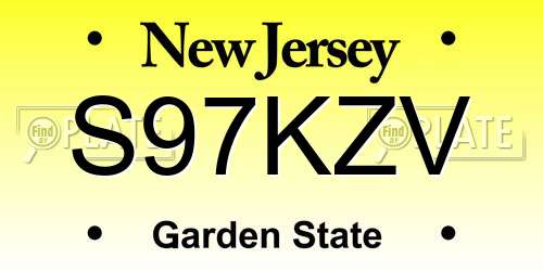 S97KZV New Jersey License Plate