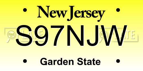 S97NJW New Jersey License Plate