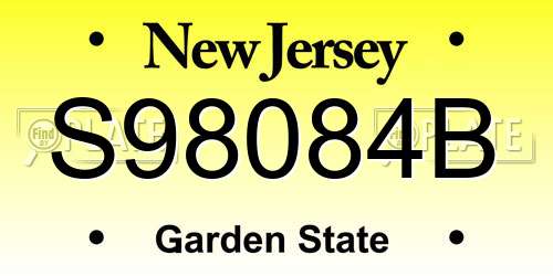 S98084B New Jersey License Plate