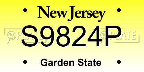S9824P New Jersey License Plate
