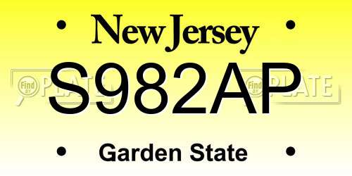 S982AP New Jersey License Plate