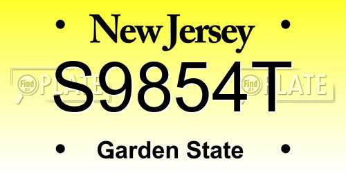 S9854T New Jersey License Plate