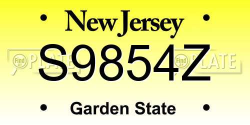 S9854Z New Jersey License Plate
