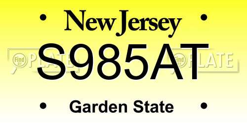 S985AT New Jersey License Plate