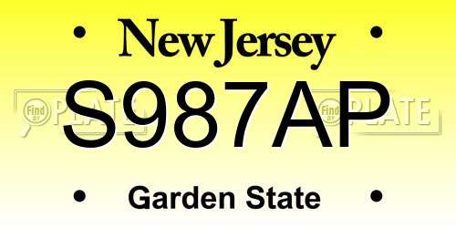 S987AP New Jersey License Plate