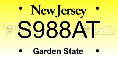 S988AT New Jersey License Plate