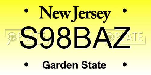 S98BAZ New Jersey License Plate