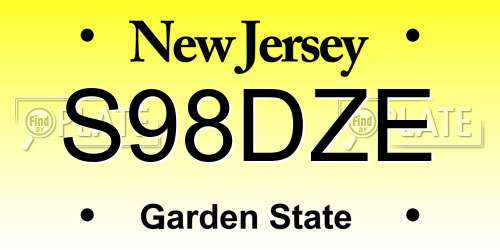 S98DZE New Jersey License Plate