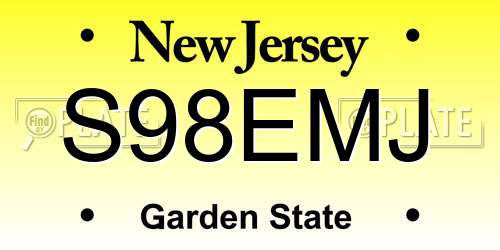 S98EMJ New Jersey License Plate