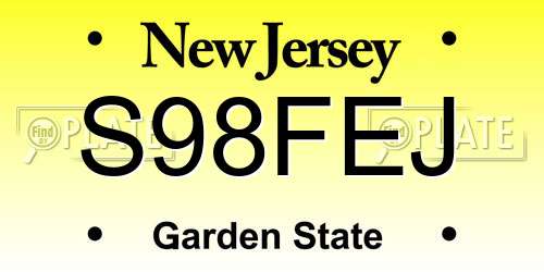 S98FEJ New Jersey License Plate