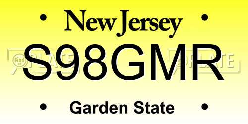 S98GMR New Jersey License Plate