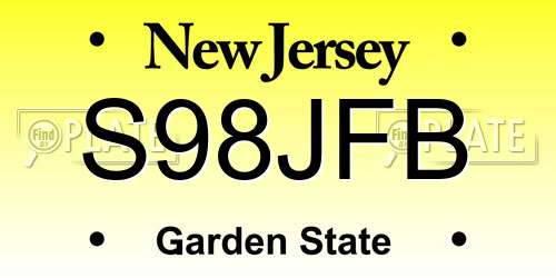 S98JFB New Jersey License Plate