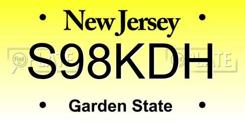 S98KDH New Jersey License Plate
