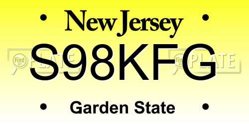 S98KFG New Jersey License Plate