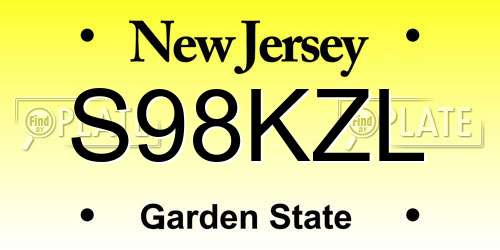 S98KZL New Jersey License Plate