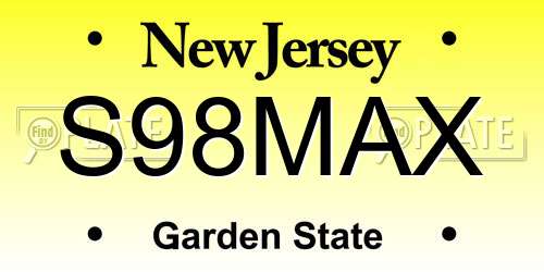 S98MAX New Jersey License Plate