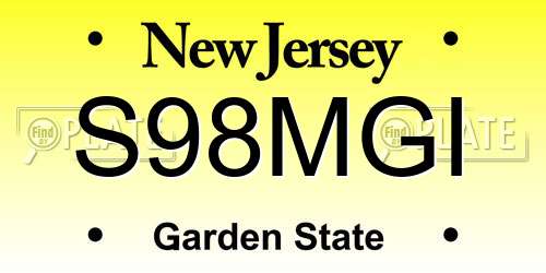 S98MGI New Jersey License Plate
