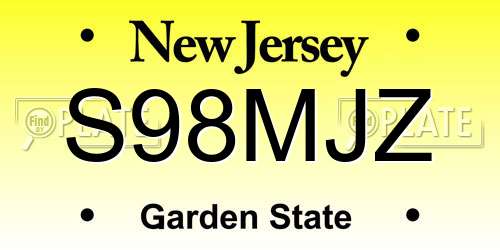 S98MJZ New Jersey License Plate