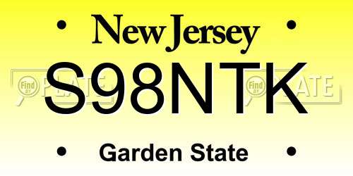 S98NTK New Jersey License Plate