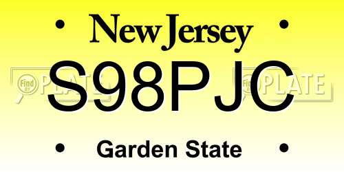 S98PJC New Jersey License Plate