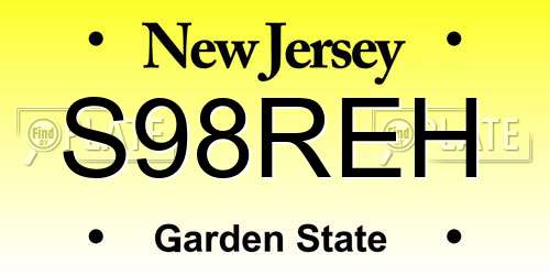 S98REH New Jersey License Plate
