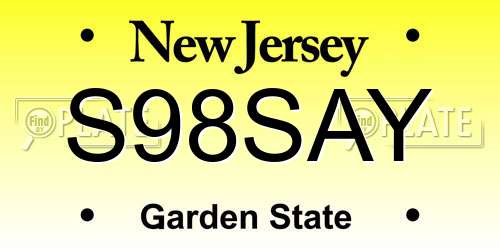 S98SAY New Jersey License Plate