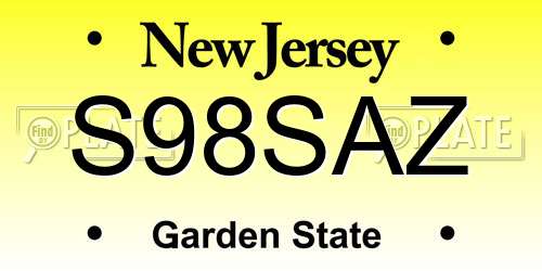 S98SAZ New Jersey License Plate