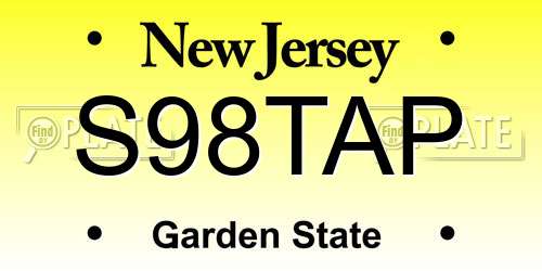 S98TAP New Jersey License Plate
