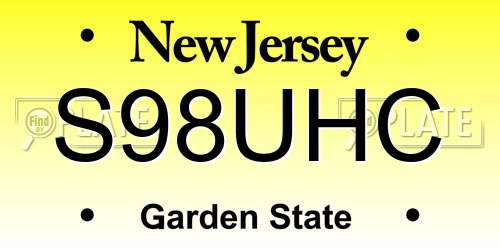 S98UHC New Jersey License Plate