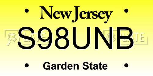 S98UNB New Jersey License Plate
