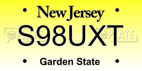 S98UXT New Jersey License Plate
