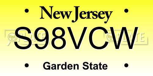 S98VCW New Jersey License Plate