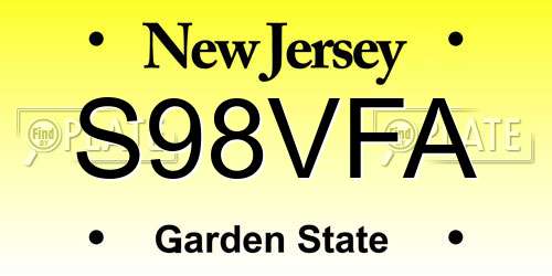 S98VFA New Jersey License Plate