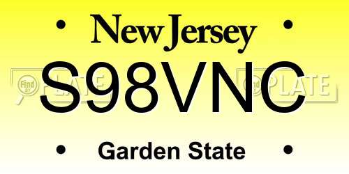 S98VNC New Jersey License Plate