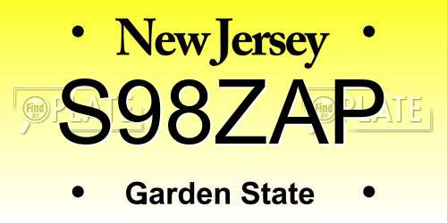 S98ZAP New Jersey License Plate