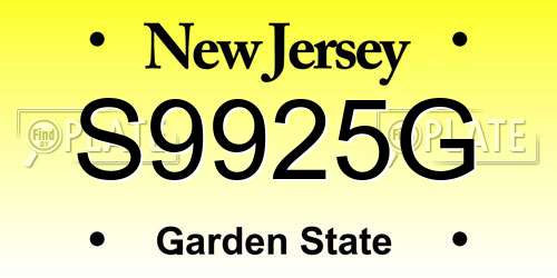 S9925G New Jersey License Plate
