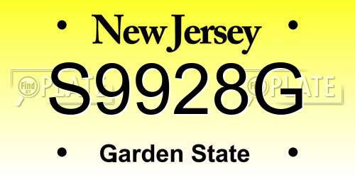 S9928G New Jersey License Plate