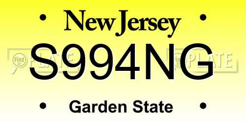 S994NG New Jersey License Plate