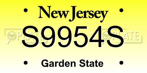 S9954S New Jersey License Plate