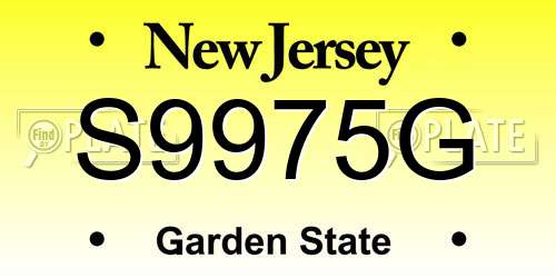 S9975G New Jersey License Plate
