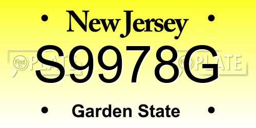 S9978G New Jersey License Plate