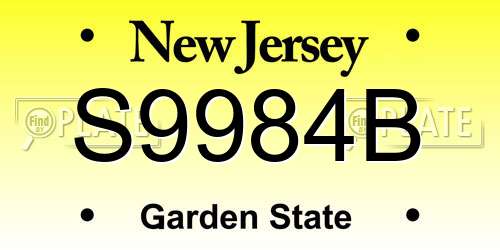 S9984B New Jersey License Plate
