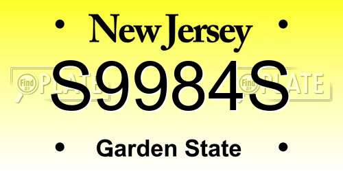 S9984S New Jersey License Plate