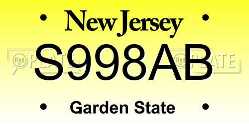S998AB New Jersey License Plate