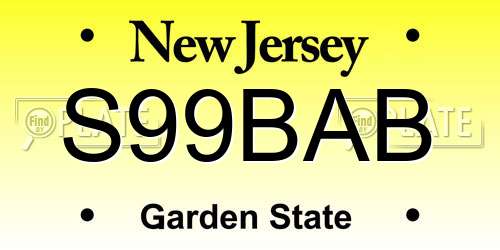 S99BAB New Jersey License Plate