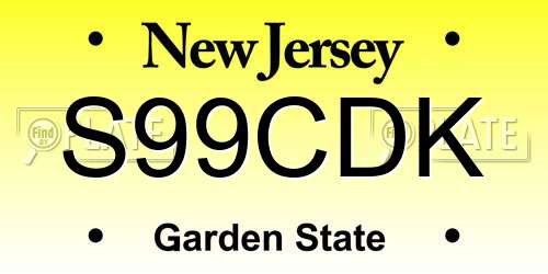 S99CDK New Jersey License Plate
