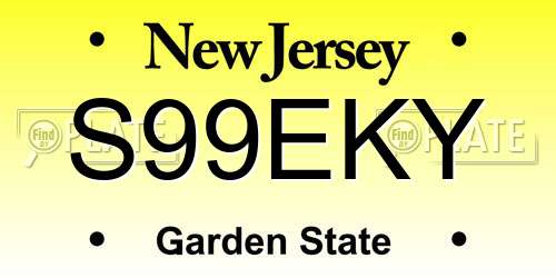 S99EKY New Jersey License Plate