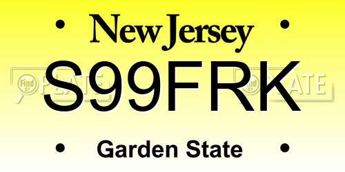 S99FRK New Jersey License Plate
