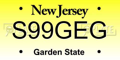 S99GEG New Jersey License Plate
